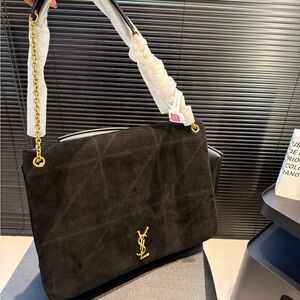 Yves Saint Laurent Elegant Black Suede Shoulder Bag